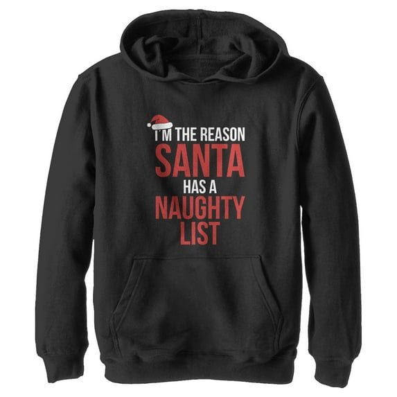 Boy's Lost Gods On Santa’s Naughty List Pull Over Hoodie Black X Large