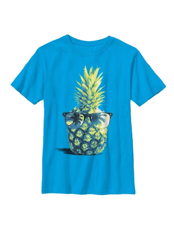 Boy's Lost Gods Pineapple Sunglasses Graphic Tee Turquoise Large
