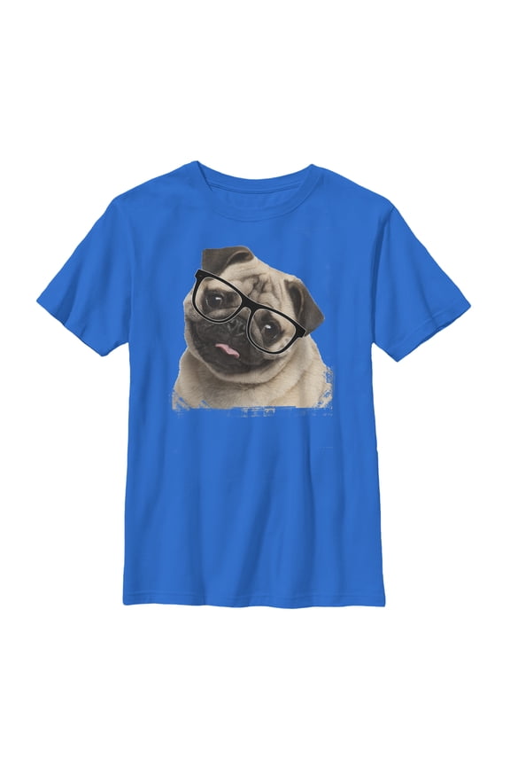 Boy's Lost Gods Pug Nerd Graphic Tee Royal Small