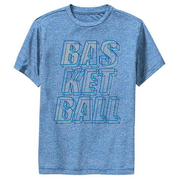 Boy's Lost Gods Retro Bold Basketball Performance Graphic Tee Royal Blue Heather Medium