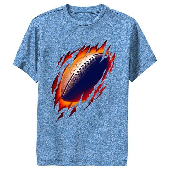 Boy's Lost Gods Ripped Through Football Performance Graphic Tee Royal Blue Heather Medium