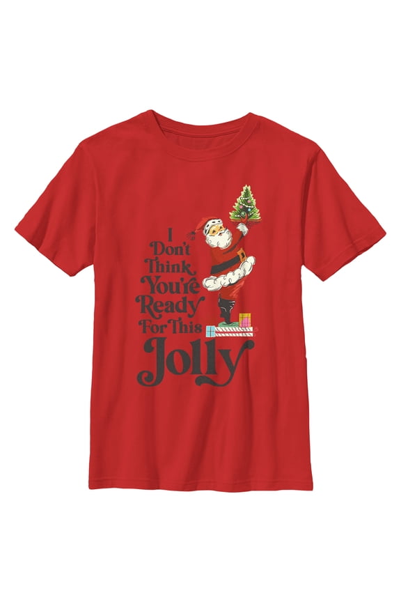 Boy's Lost Gods Santa You're Ready for This Jolly Graphic Tee Red Medium
