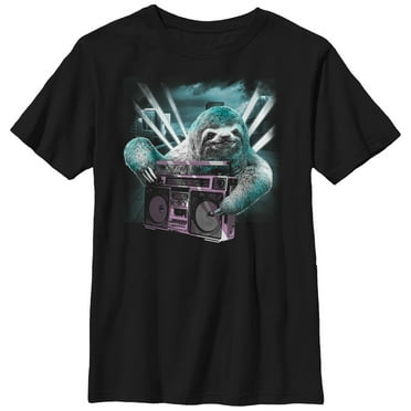 Boy's Lost Gods Sloth Boombox  Graphic Tee Black Large