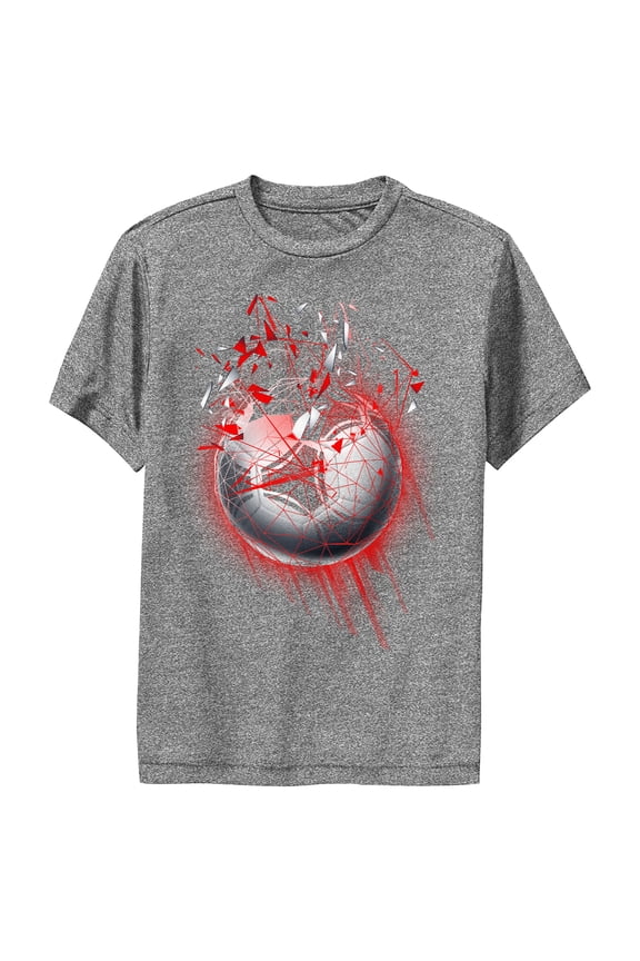 Boy's Lost Gods Soccer Red Lines Performance Graphic Tee Charcoal Heather X Large