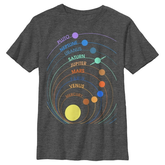 Boys' Husky Lost Gods Solar System Planet Rings Graphic Tee Charcoal Heather X Large
