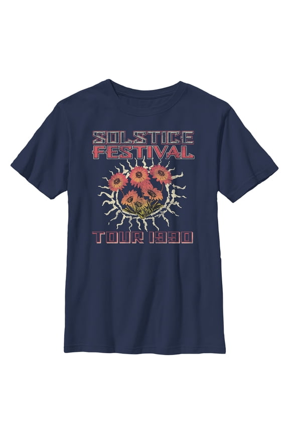 Boy's Lost Gods Solstice Festival Tour 1990 Graphic Tee Navy Blue Medium