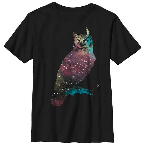 Boy's Lost Gods Space Owl  Graphic Tee Black Medium