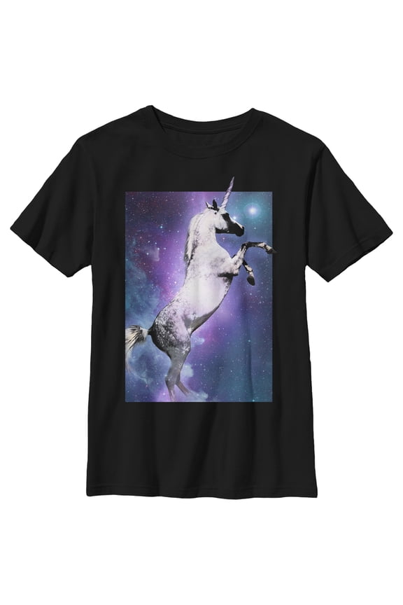 Boy's Lost Gods Space Unicorn  Graphic Tee Black Large