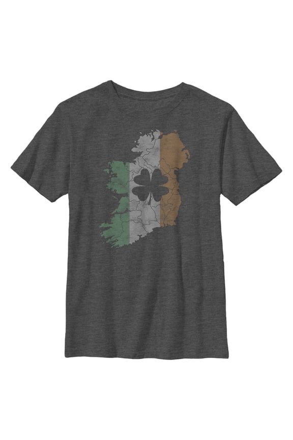 Boy's Lost Gods St. Patrick's Day Ireland The Emerald Isle Graphic Tee Charcoal Heather Small