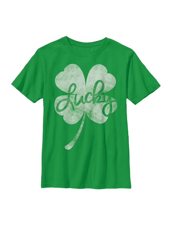 Boys' Lost Gods St. Patrick's Day Lucky Retro Shamrock Graphic Tee Kelly Green Large