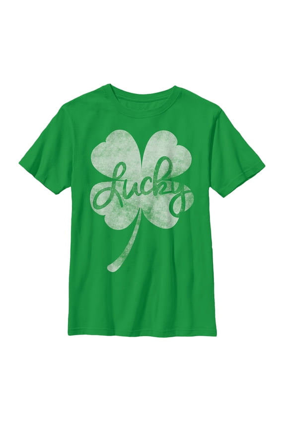 Boys' Lost Gods St. Patrick's Day Lucky Retro Shamrock Graphic Tee Kelly Green Small