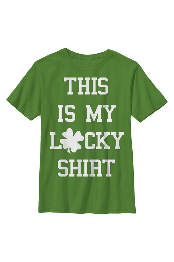 Boy's Lost Gods St. Patrick's Day This is my Lucky Shirt Graphic Tee Kelly Green Small