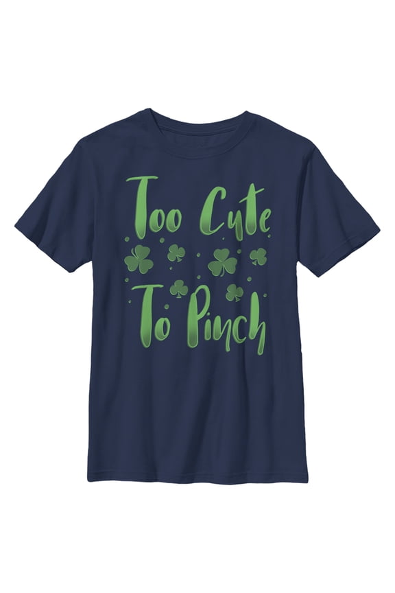 Boy's Lost Gods St. Patrick's Day Too Cute To Pinch  Graphic Tee Navy Blue Large