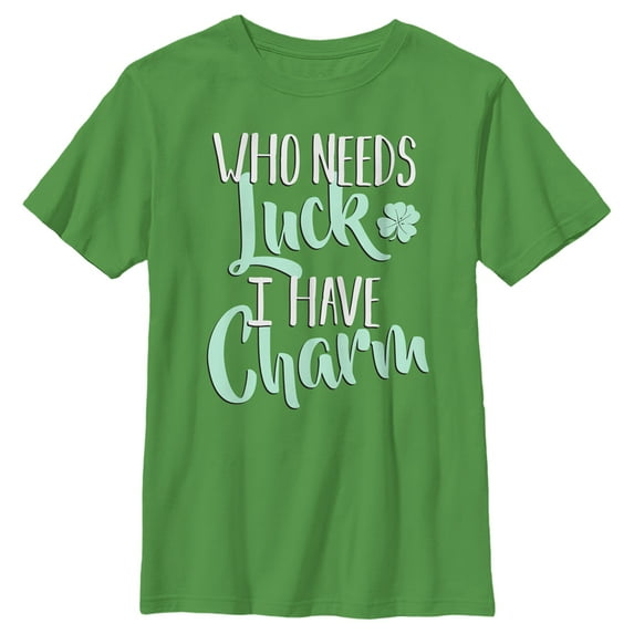 Boy's Lost Gods St. Patrick's Day Who Needs Luck I Have Charm Graphic Tee Kelly Green X Large