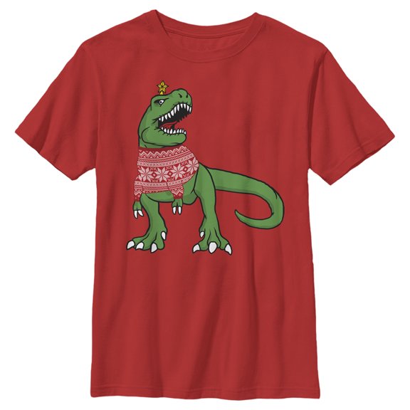 Boy's Lost Gods T-Rex Tree Graphic Tee Red Medium