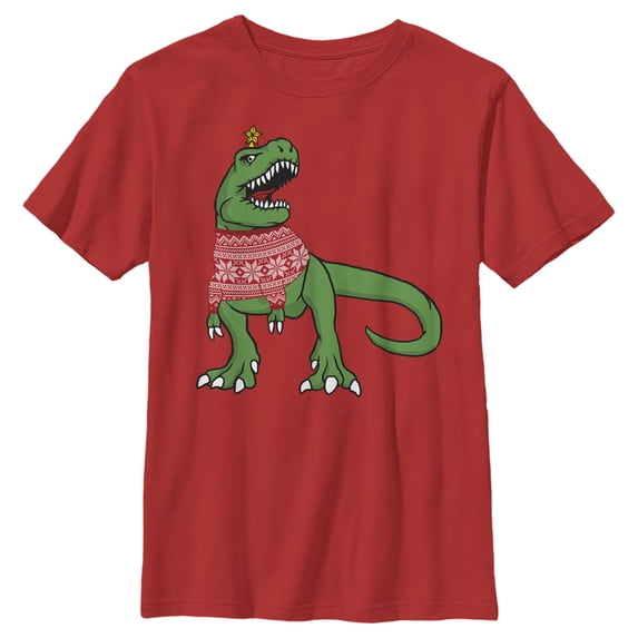 Boy's Lost Gods T-Rex Tree Graphic Tee Red Medium