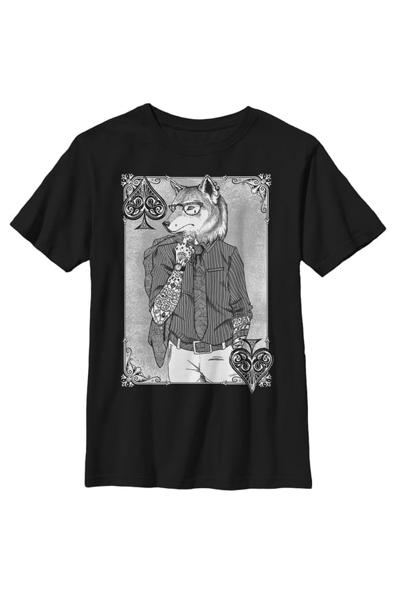 Boy's Lost Gods Tattooed Fox Man Graphic Tee Black Medium