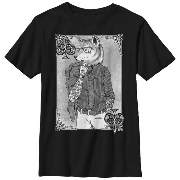 Boy's Lost Gods Tattooed Fox Man Graphic Tee Black Small