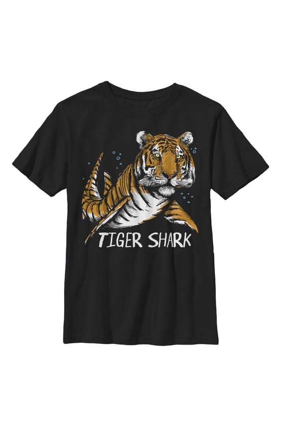 Boy's Lost Gods Tiger Shark Graphic Tee Black Large