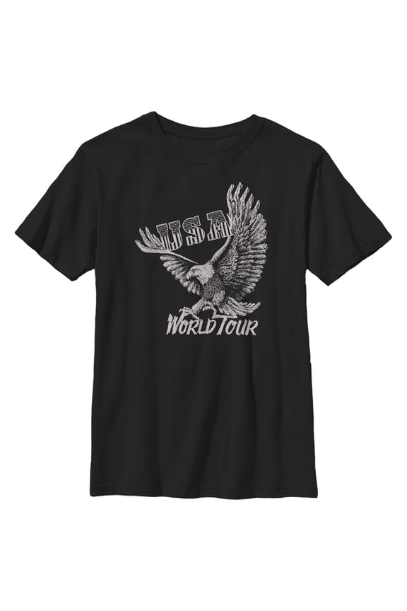 Boy's Lost Gods USA World Tour Eagle Graphic Tee Black Large