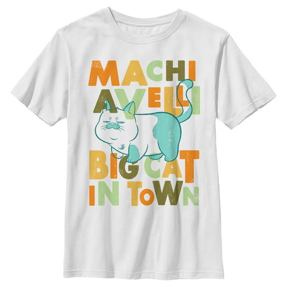 Boy's Luca Machiavelli Big Cat in Town  Graphic Tee White Large