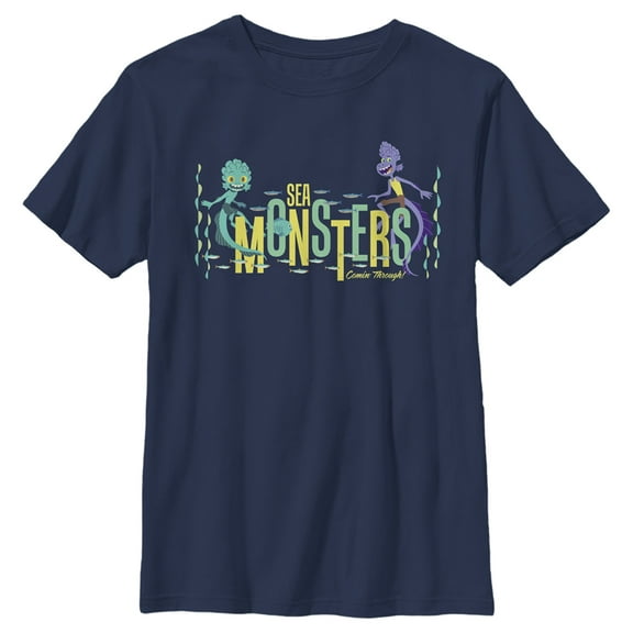 Boy's Luca Sea Monsters Comin' Through  Graphic Tee Navy Blue X Small