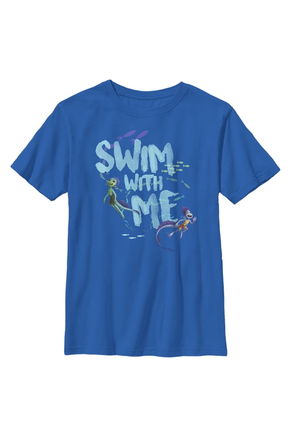 Boy's Luca Swim With Me Sea Monsters  Graphic Tee Royal Blue Medium