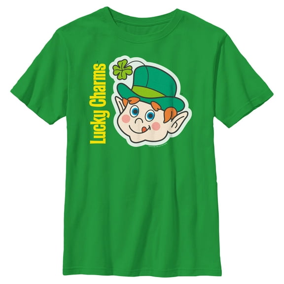 Boy's Lucky Charms Leprechaun Face Graphic Tee Kelly Green Medium