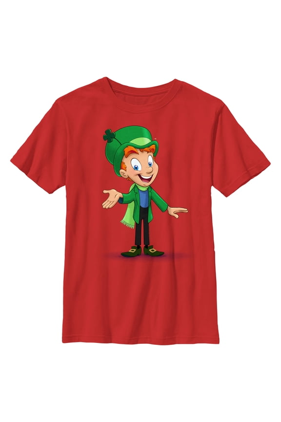 Boy's Lucky Charms Mascot Portrait Graphic Tee Red Medium