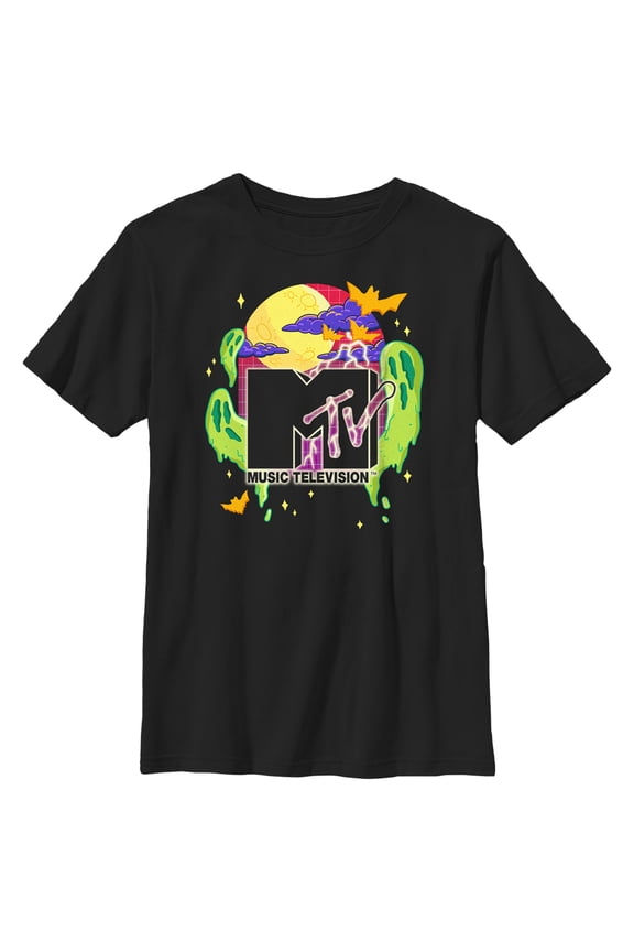 Boy's MTV Colorful Halloween Logo Graphic Tee Black Large
