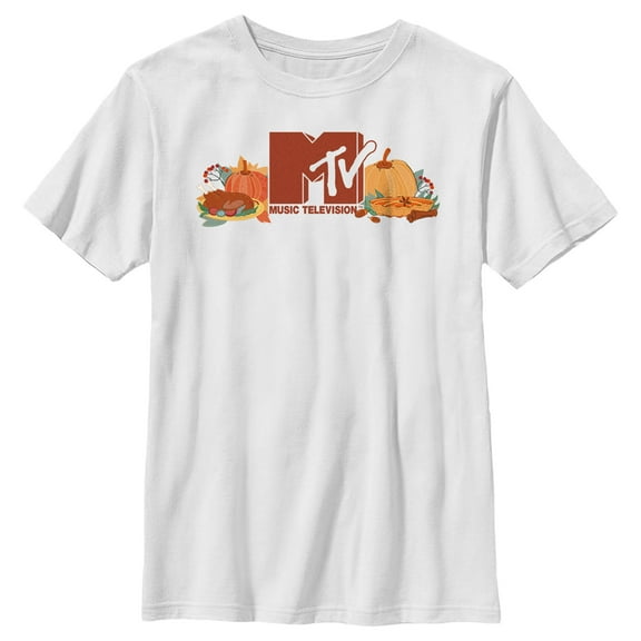 Boy's MTV Fall Logo  Graphic Tee White Small