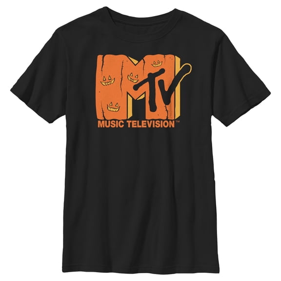 Boy's MTV Jack-o'-lantern Logo Graphic Tee Black X Large