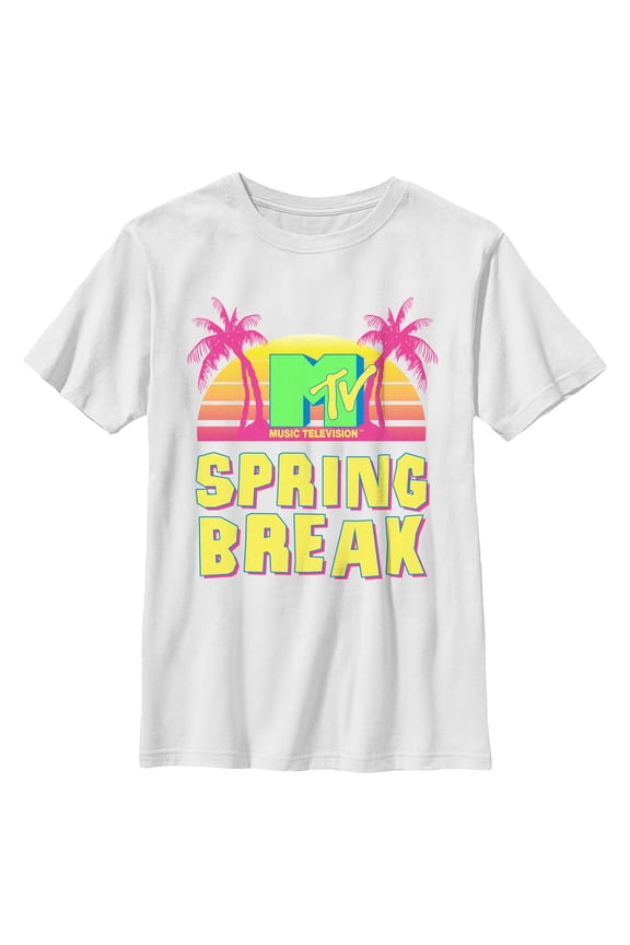 Boy's MTV Retro Spring Break Graphic Tee White Large
