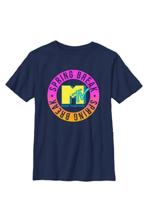 Boy's MTV Spring Break Circle Graphic Tee Navy Blue Medium