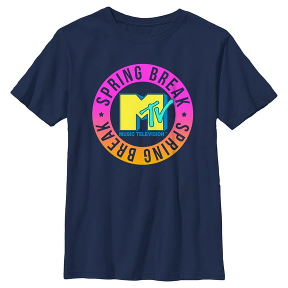Boy's MTV Spring Break Circle Graphic Tee Navy Blue Small