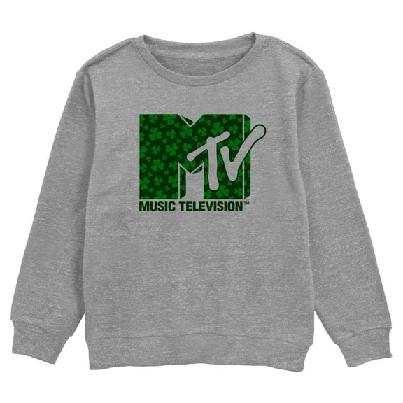 Boy's MTV St. Patrick's Day Retro Shamrock Fill Logo  Sweatshirt