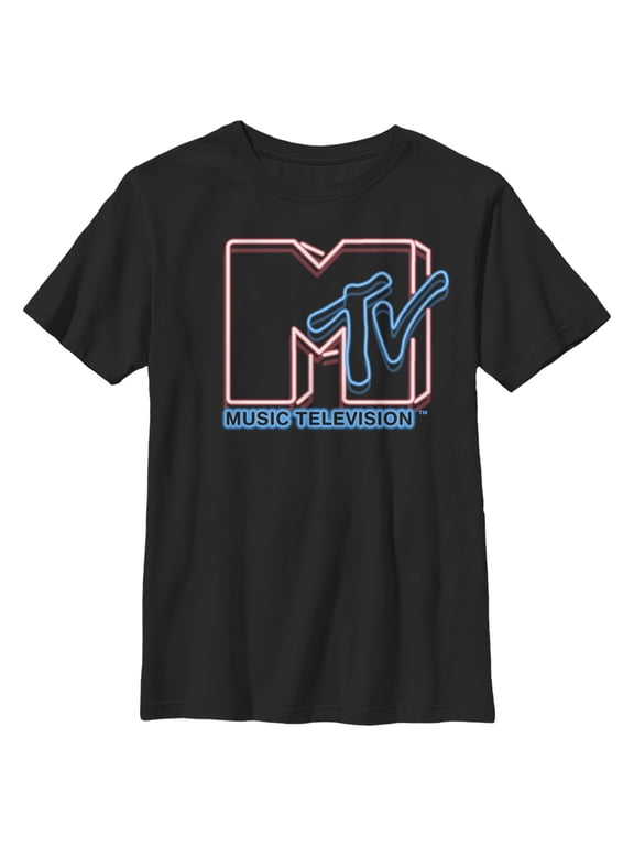 Boy's MTV Vision Doubled Logo Graphic Tee Black Medium