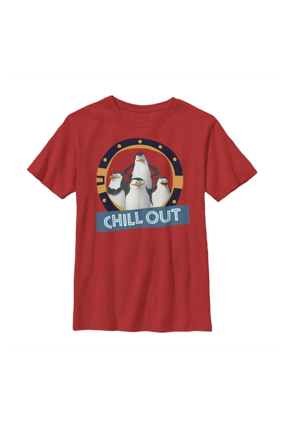 Boy's Madagascar Chill Out  Graphic Tee Red Medium