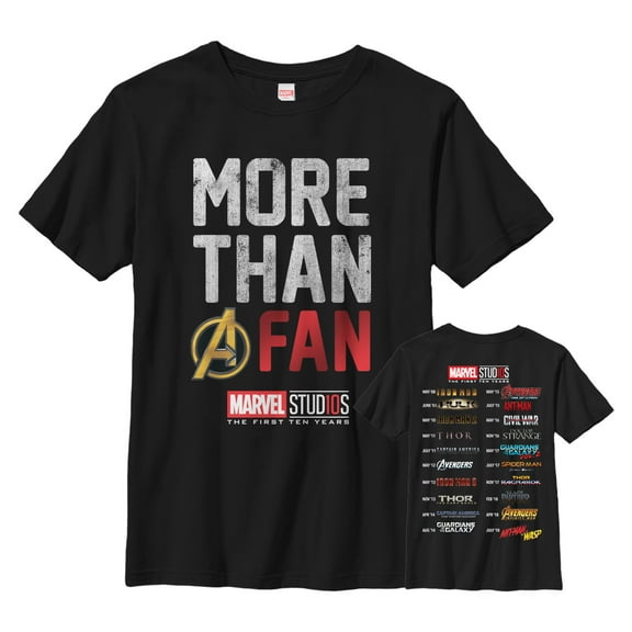 Boy's Marvel 10th Anniversary More Than a Fan  Graphic Tee Black Small