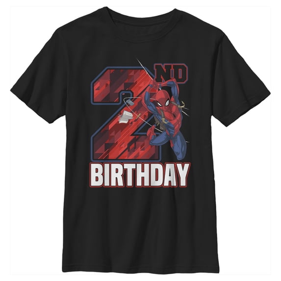 Boy's Marvel 2nd Birthday Spidey Graphic Tee Black Large