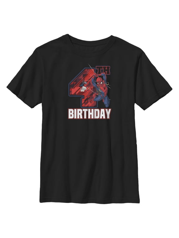 Boy's Marvel 4th Birthday Spidey Graphic Tee Black Small