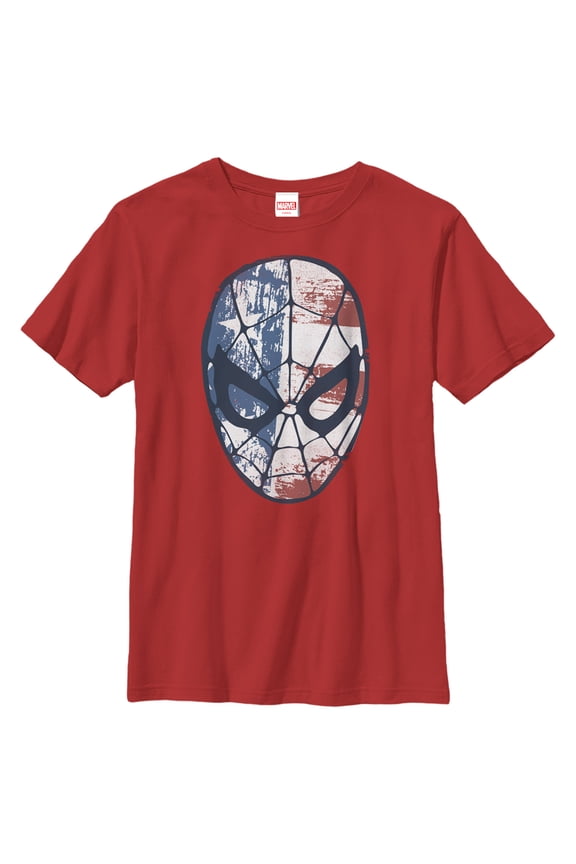 Boy's Marvel 4th of July Spider-Man American Flag Mask Graphic Tee Red X Small