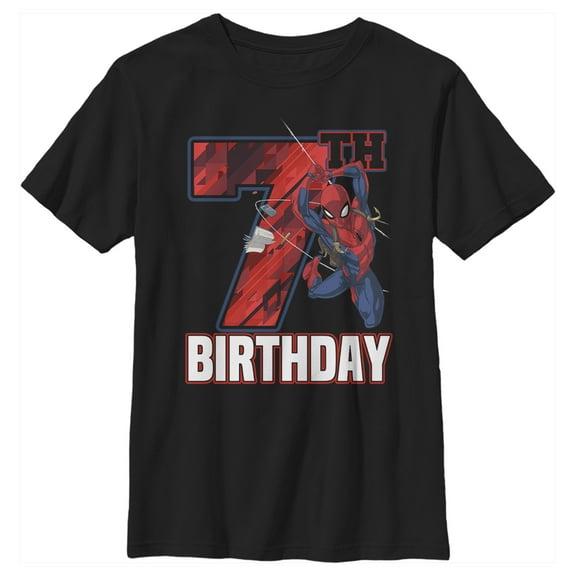 Boy's Marvel 7th Birthday Spidey  Graphic Tee Black Large