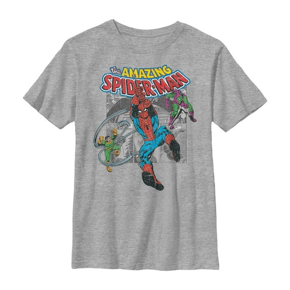 Boy's Marvel Amazing Spider-Man Battles Evil Graphic Tee Athletic Heather Medium