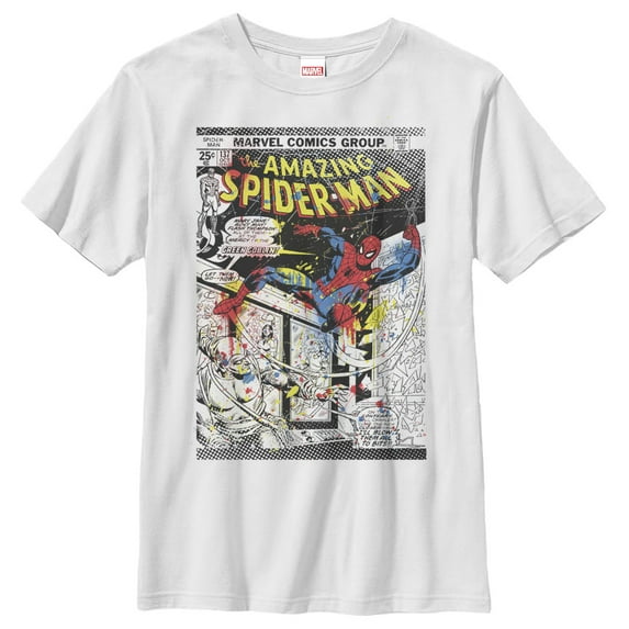 Boy's Marvel Amazing Spider-Man Paint Splatter Print Graphic Tee White Large