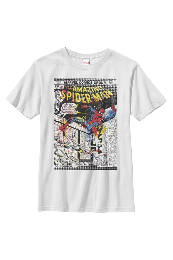 Boy's Marvel Amazing Spider-Man Paint Splatter Print Graphic Tee White X Large