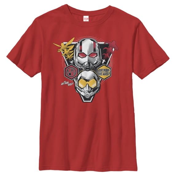 Boy's Marvel Ant-Man and the Wasp Masks Graphic Tee Red Small