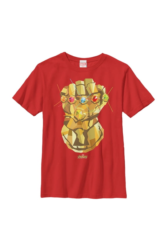 Boy's Marvel Avengers: Avengers: Infinity War Geometric Gauntlet Graphic Tee Red Medium