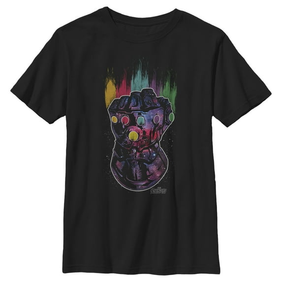 Boy's Marvel Avengers: Avengers: Infinity War Rainbow Streak Gauntlet Graphic Tee Black Large
