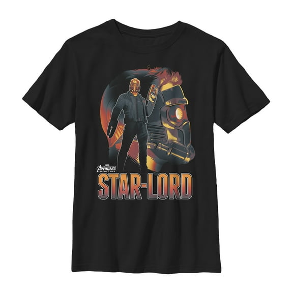 Boy's Marvel Avengers: Avengers: Infinity War Star-Lord Portrait  Graphic Tee Black Small
